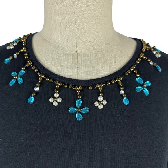 THE METROPOLITAN MUSEUM OF ART Beaded Neckline Black Short Sleeve T-Shirt XL - Picture 4 of 6